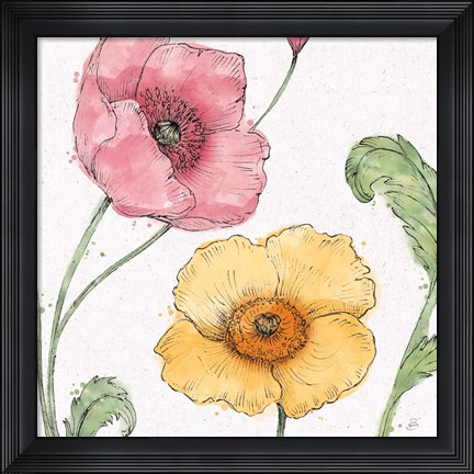 Framed Blossom Sketches I Color Print