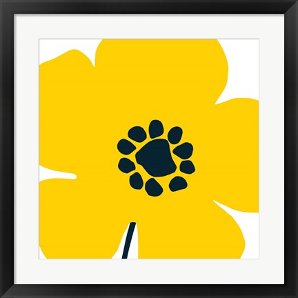 Framed Pop Art Floral I Yellow Print