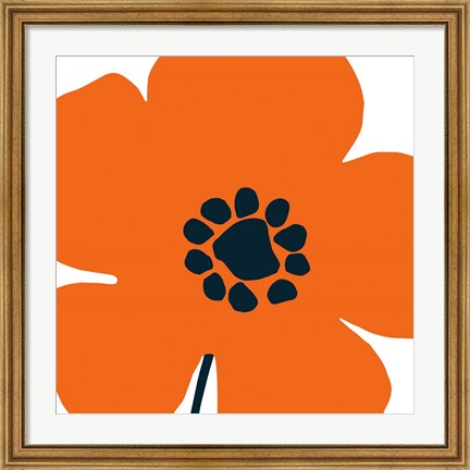 Framed Pop Art Floral I Orange Print