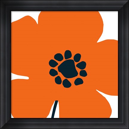 Framed Pop Art Floral I Orange Print