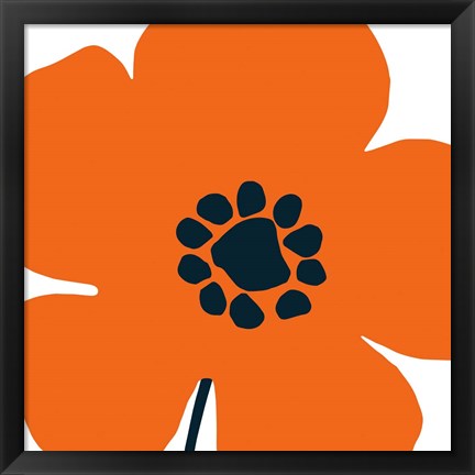 Framed Pop Art Floral I Orange Print