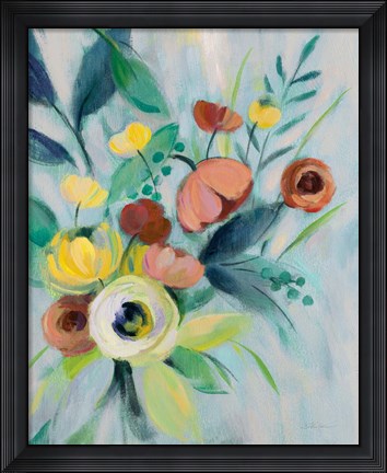 Framed Colorful Elegant Floral I Print