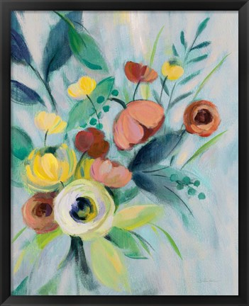 Framed Colorful Elegant Floral I Print