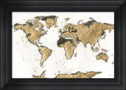 Framed World Map Gold Leaf Print