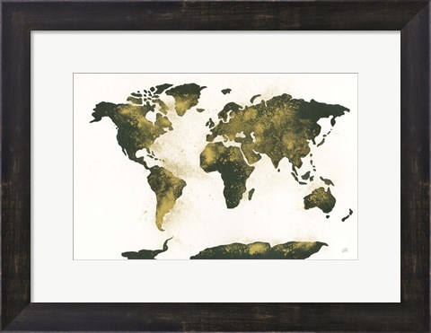 Framed World Map Gold Dust Print