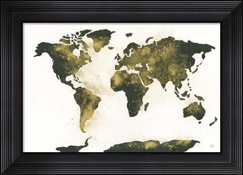Framed World Map Gold Dust Print