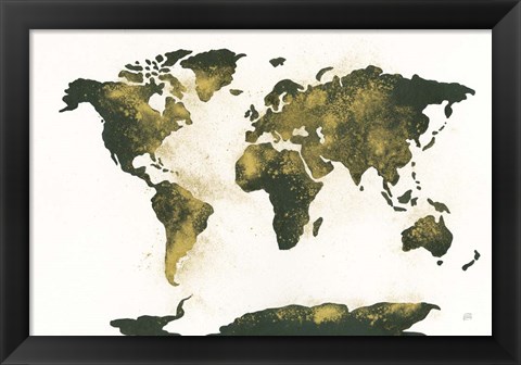 Framed World Map Gold Dust Print