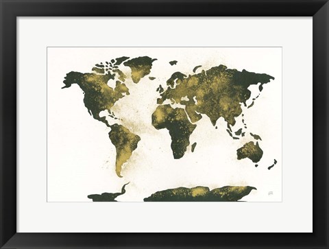 Framed World Map Gold Dust Print