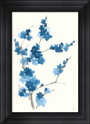 Framed Blue Branch I Print
