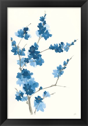 Framed Blue Branch I Print