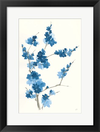 Framed Blue Branch I Print