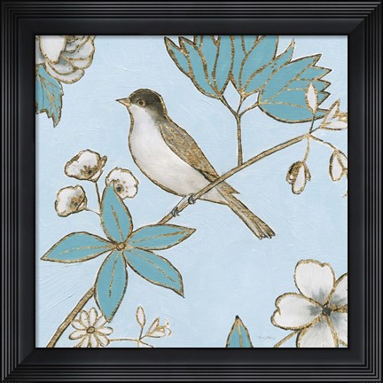 Framed Toile Birds IV Print