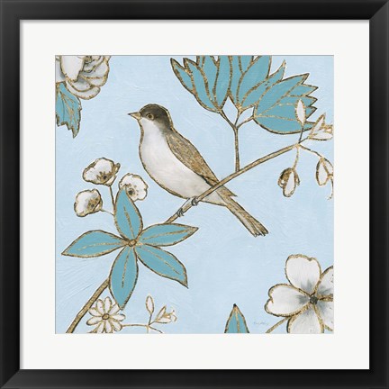 Framed Toile Birds IV Print