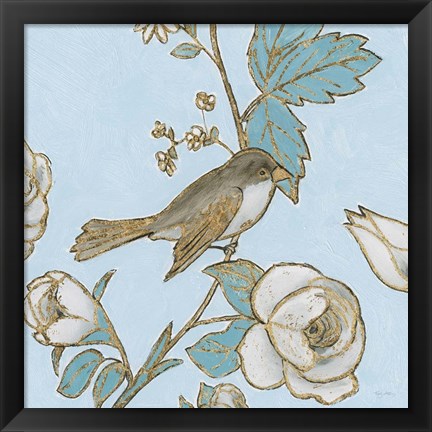 Framed Toile Birds I Print