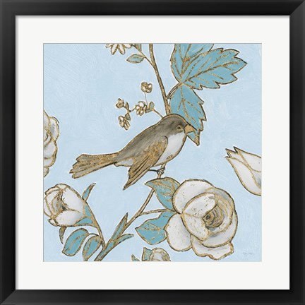 Framed Toile Birds I Print