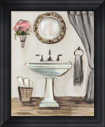 Framed Tuscan Bath IV Greige Print