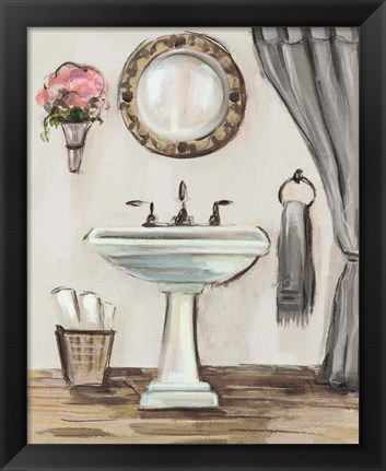 Framed Tuscan Bath IV Greige Print