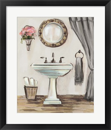 Framed Tuscan Bath IV Greige Print