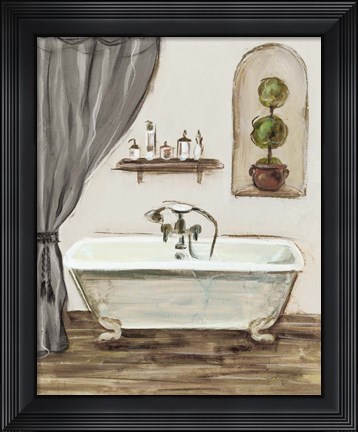 Framed Tuscan Bath I Greige Print