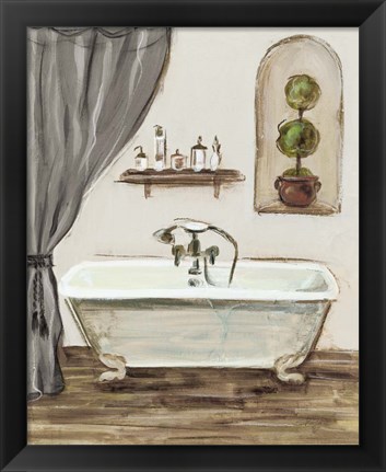 Framed Tuscan Bath I Greige Print