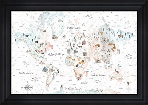 Framed World Traveler I Dot BG Print