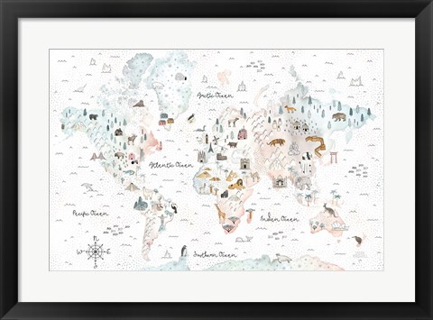 Framed World Traveler I Dot BG Print