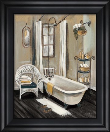 Framed French Bath II Black Print