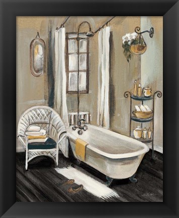 Framed French Bath II Black Print