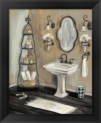 Framed French Bath I Black Print