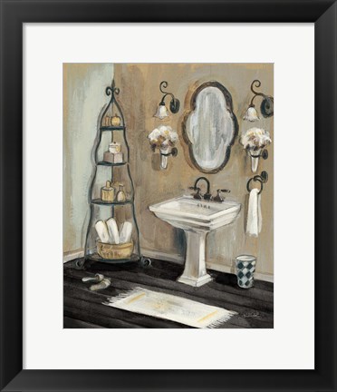 Framed French Bath I Black Print