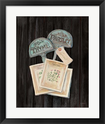 Framed Seed Packs Black Wood Print