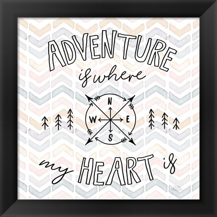 Framed World Traveler III Chevron Print