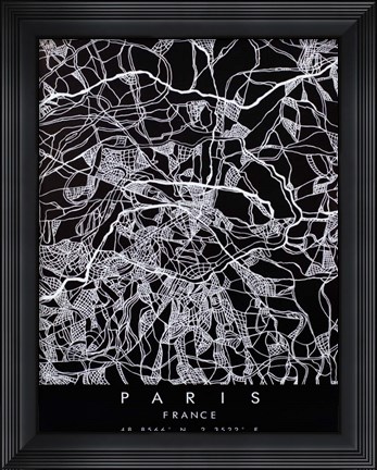 Framed Map of Paris Print