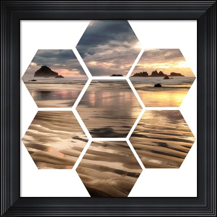 Framed Pacific Low Tide (hexagon) Print