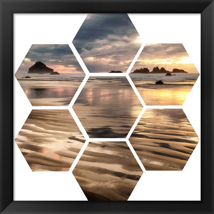 Framed Pacific Low Tide (hexagon) Print