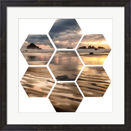 Framed Pacific Low Tide (hexagon) Print