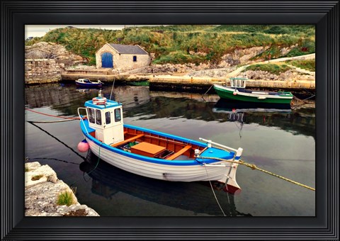 Framed Harbor Boat Dock Print
