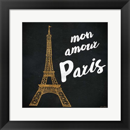 Framed Mon Paris Gold I Print