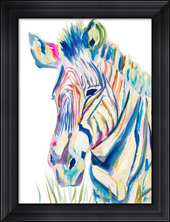 Framed Colorful Zebra Print