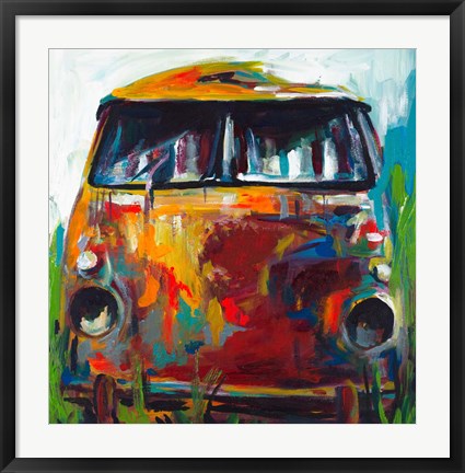 Framed Retro Love Bus Print