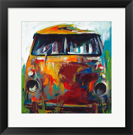 Framed Retro Love Bus Print