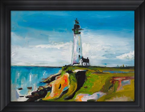 Framed Lighthouse on a Cliff Print