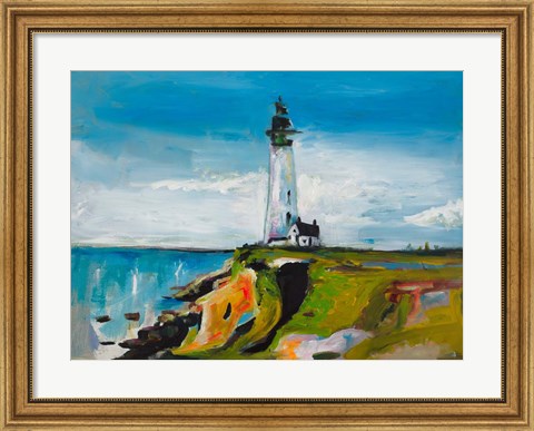 Framed Lighthouse on a Cliff Print