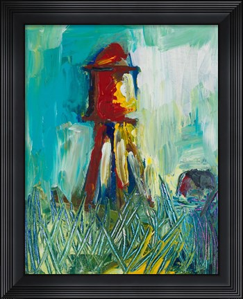 Framed Painted Water Tower Print