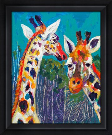 Framed Colorful Giraffes Print