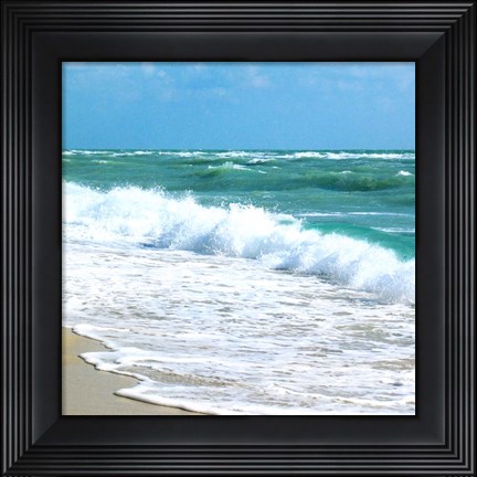 Framed Teal Surf I Print