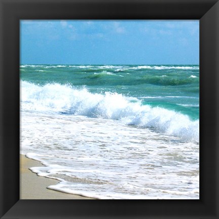 Framed Teal Surf I Print