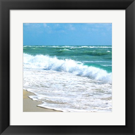 Framed Teal Surf I Print