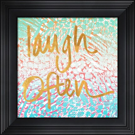 Framed Laugh Often Neon Print