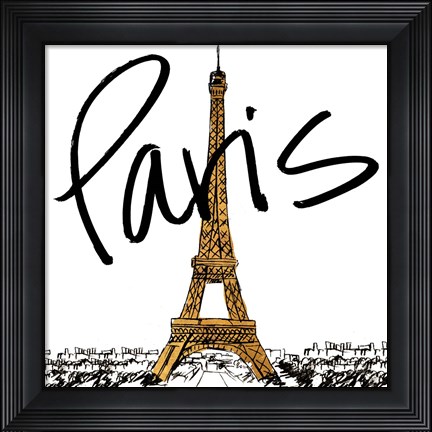 Framed Gold Eiffel in Paris Print